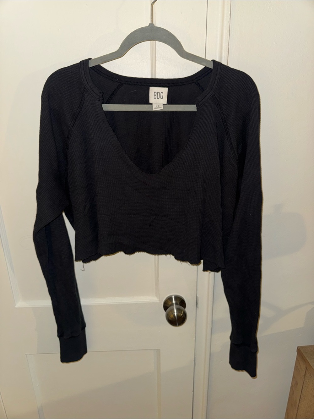 Dark Gray Waffle Knit Crop Top